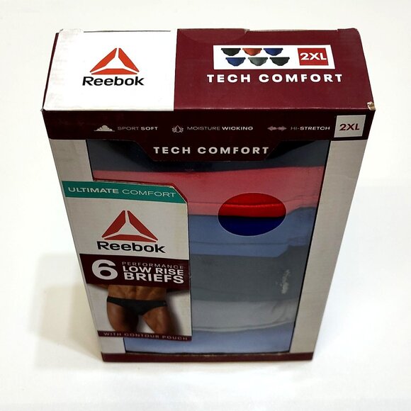 Reebok Performance Low Rise Briefs Men's 2XL 6-Pack Moisture Wicking Comfort NIB - Picture 4 of 7